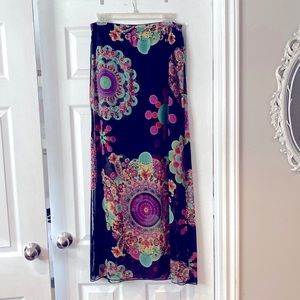Desigual Sheer Overlay Floral Maxi Skirt Size 36 (small)